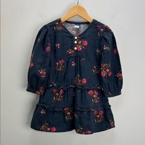 Old Navy Girls Floral Dress 2T Toddler Long Sleeve Tiered Ruffled Muslin Fall